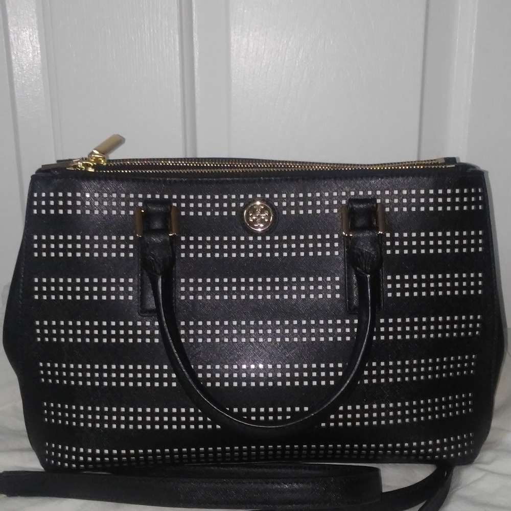 Tory Burch Robinson Perforated Mini Double Zip Tot